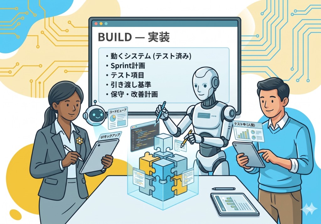 Build：人とAIでプロトタイプを構築・テストするイメージ